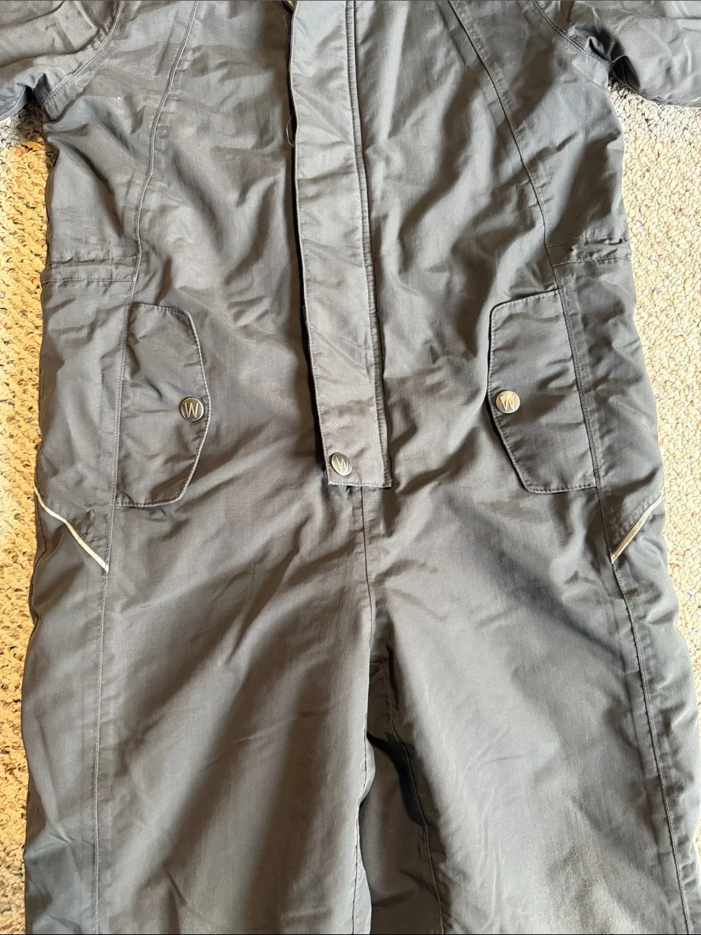 Kids Gray Winter Insulated Hooded One-Piece Snow Suit - Picture 7 of 12
